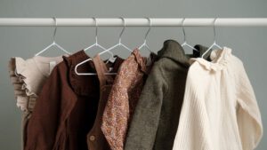 clothes on a rack