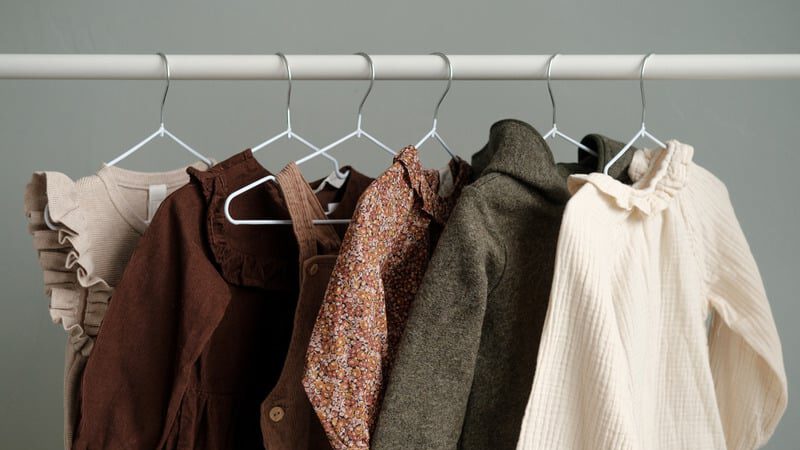 clothes on a rack